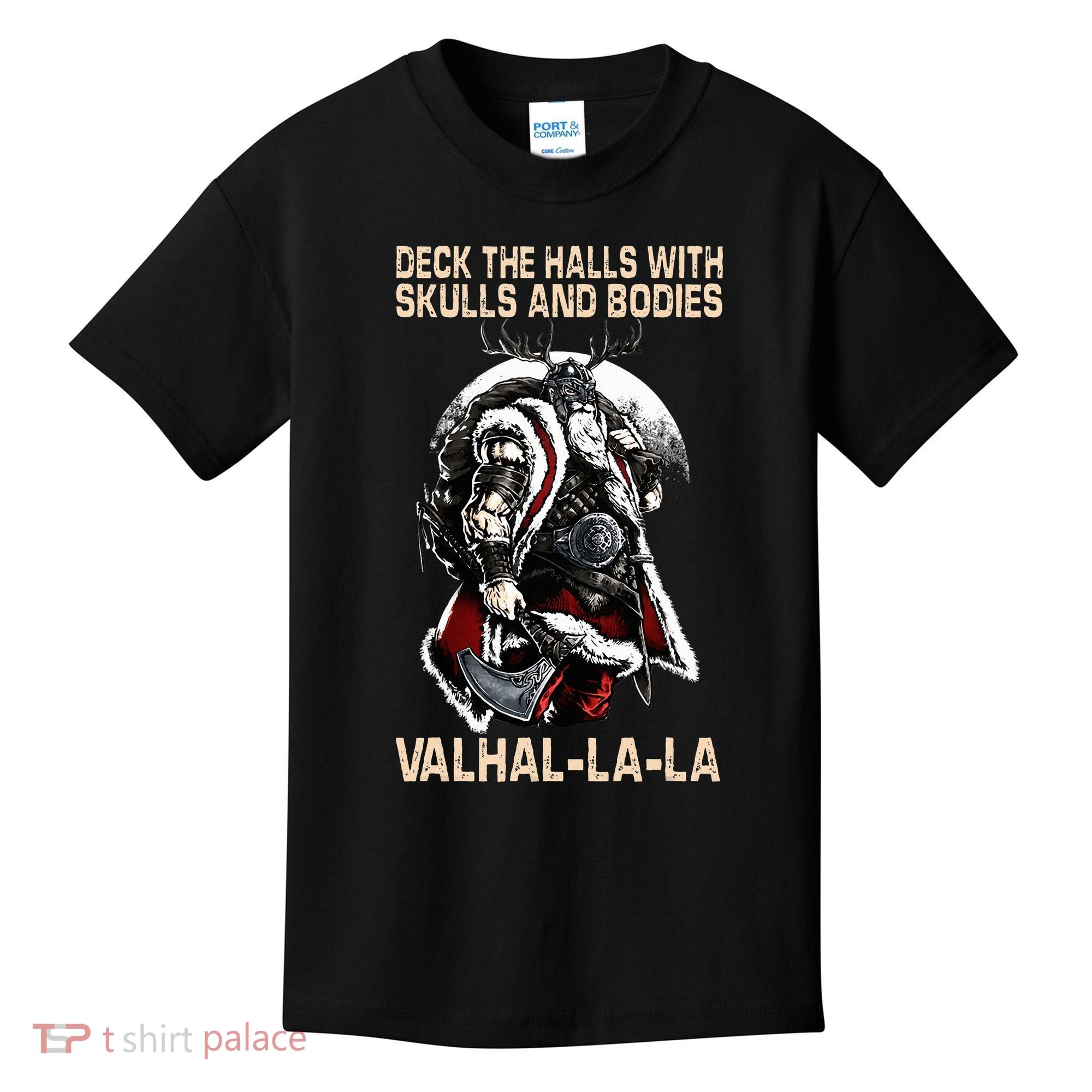 Valhalla-La Deck the halls with skulls and bodies Christmas Kids T-Shirt