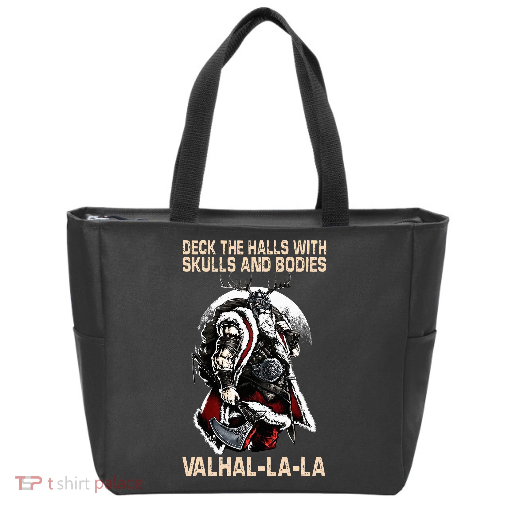 Valhalla-La Deck the halls with skulls and bodies Christmas Tote Bag