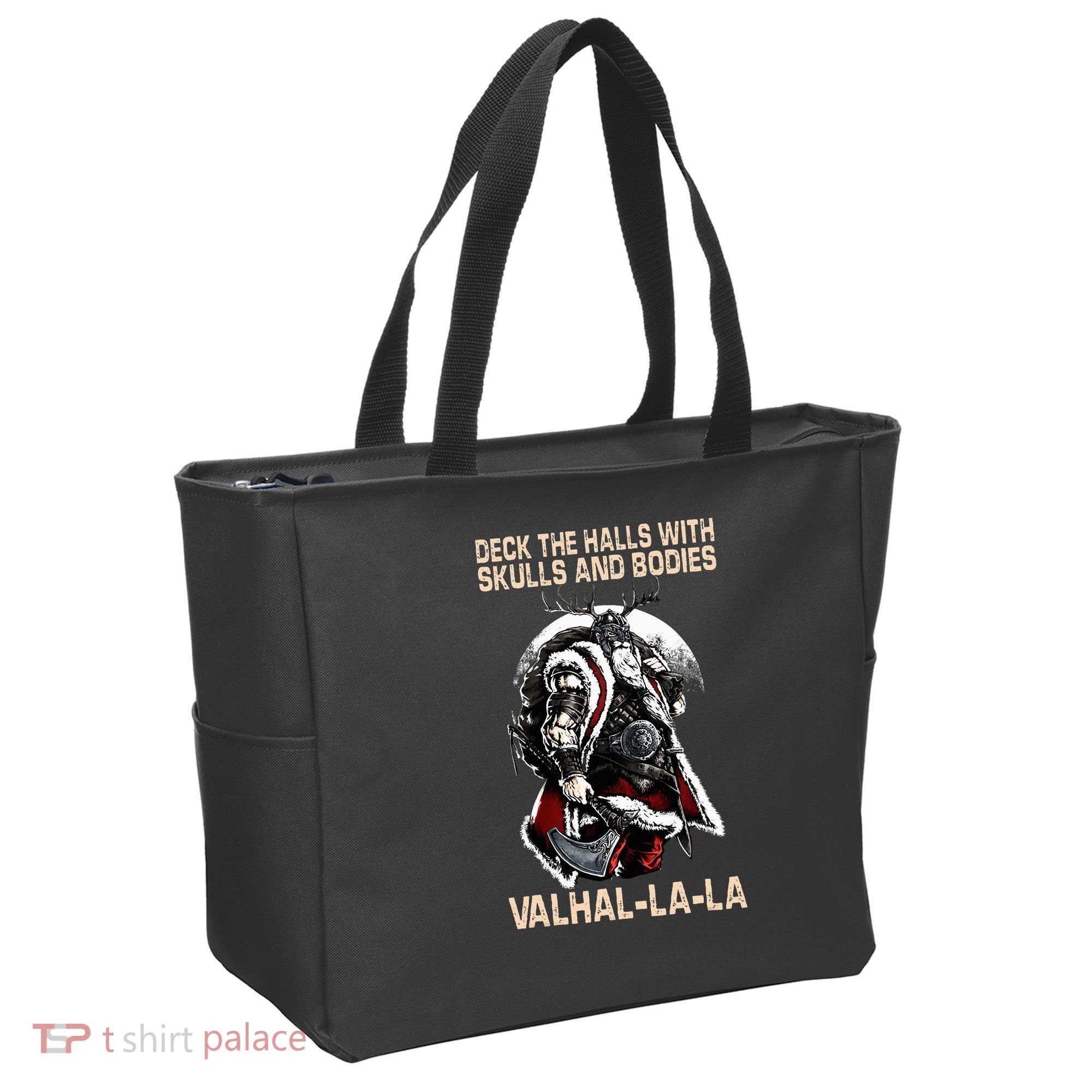 Valhalla-La Deck the halls with skulls and bodies Christmas Tote Bag