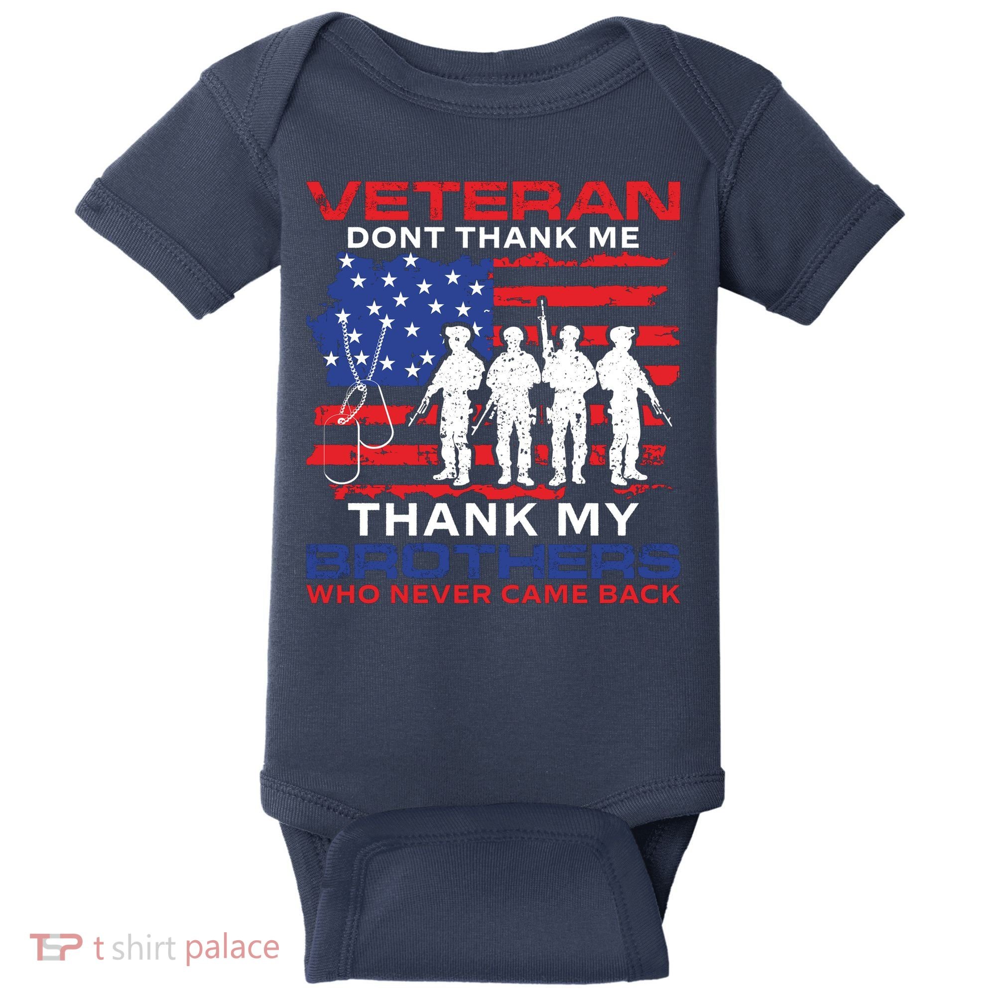 Veteran Don't Thank Me Baby Bodysuit