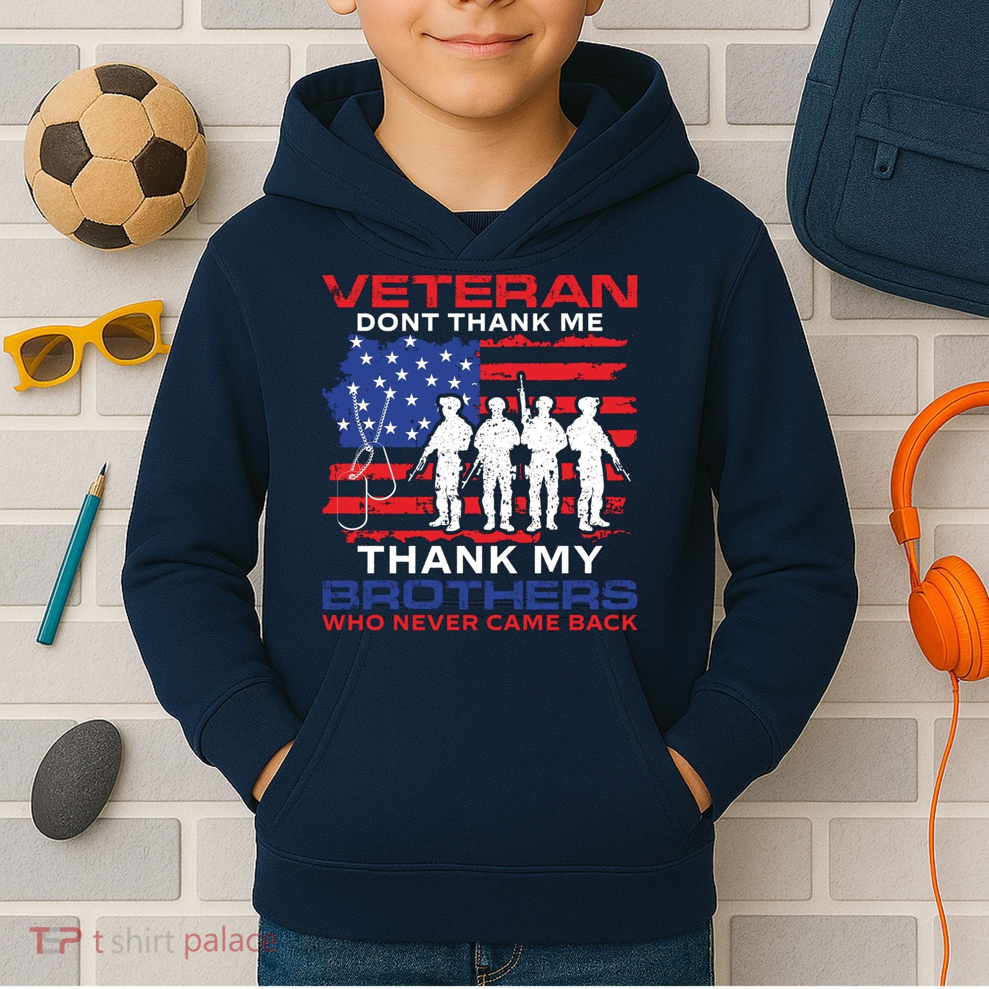 Veteran Don't Thank Me Kids Hoodie