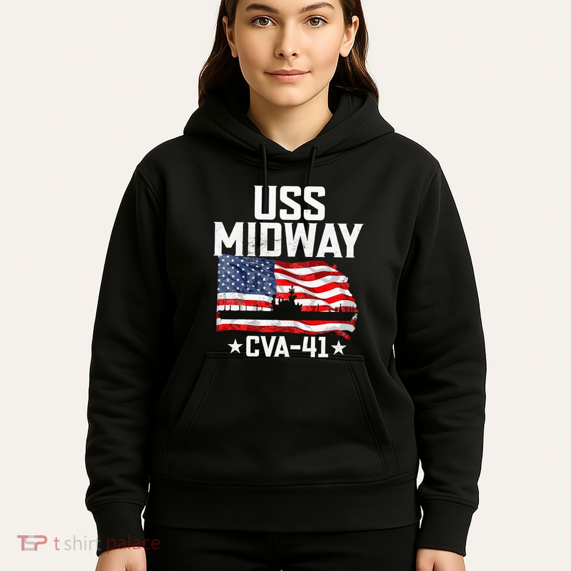 Veterans Day Uss Midway Cva41 Aircraft Carrier Hoodie