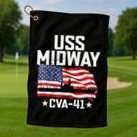Veterans Day Uss Midway Cva41 Aircraft Carrier Golf Towel thumb 1