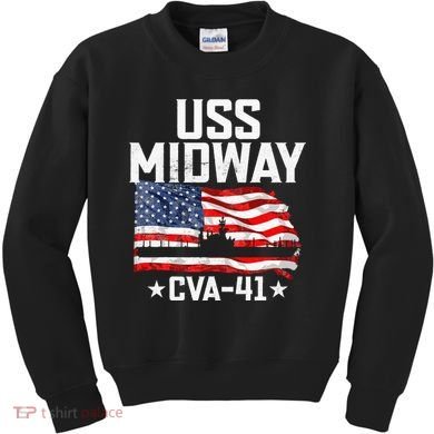 Veterans Day Uss Midway Cva41 Aircraft Carrier Kids Sweatshirt