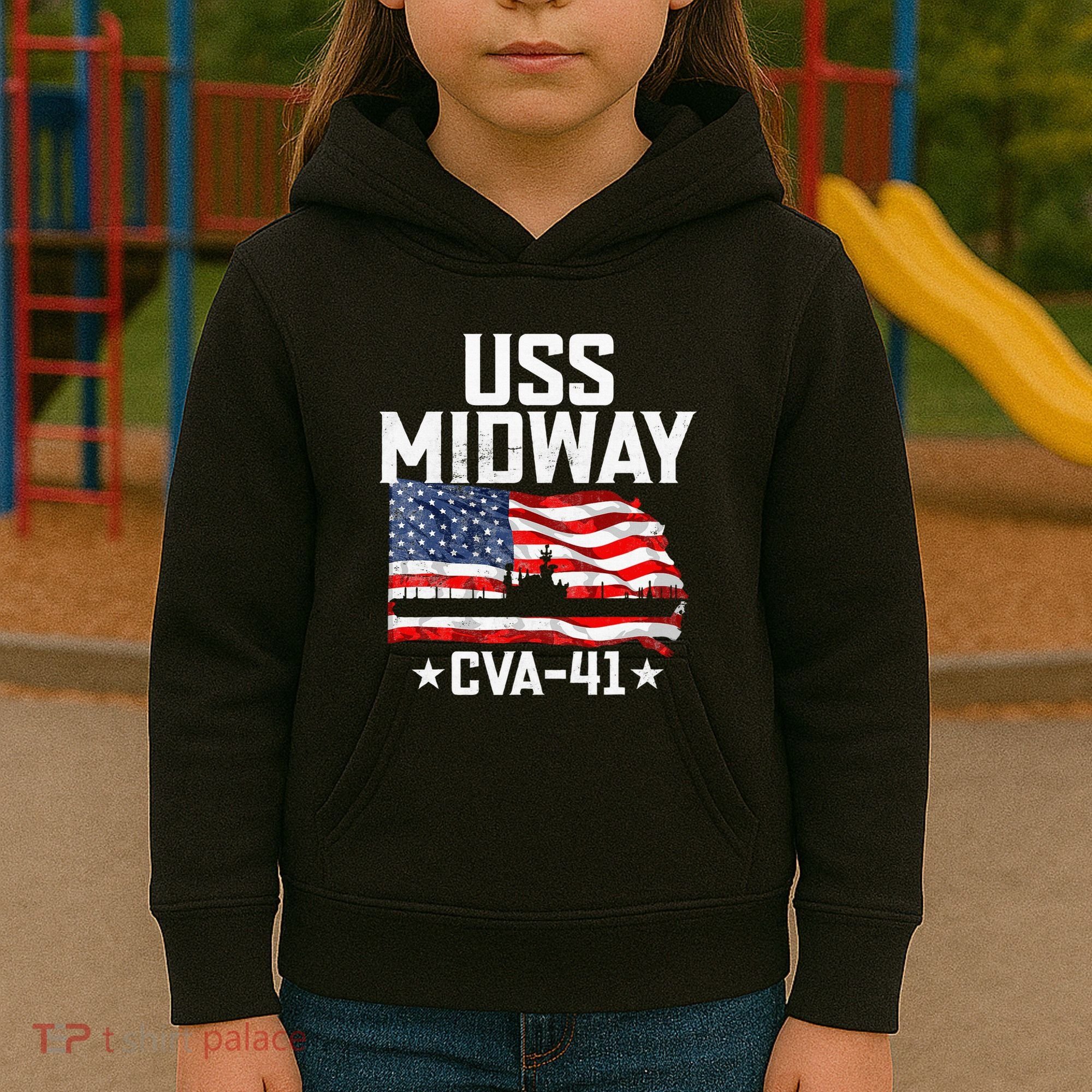 Veterans Day Uss Midway Cva41 Aircraft Carrier Kids Hoodie
