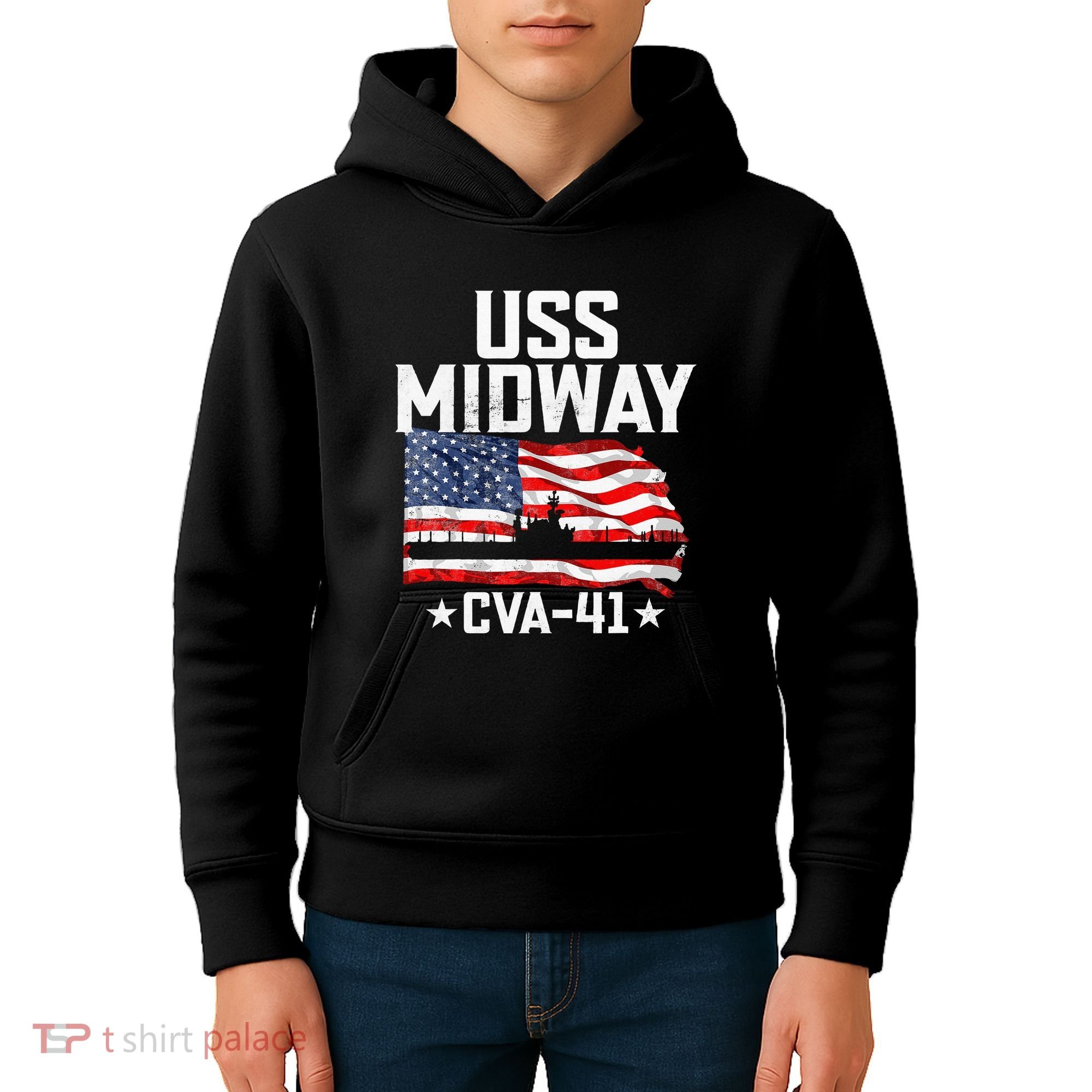 Veterans Day Uss Midway Cva41 Aircraft Carrier Kids Hoodie