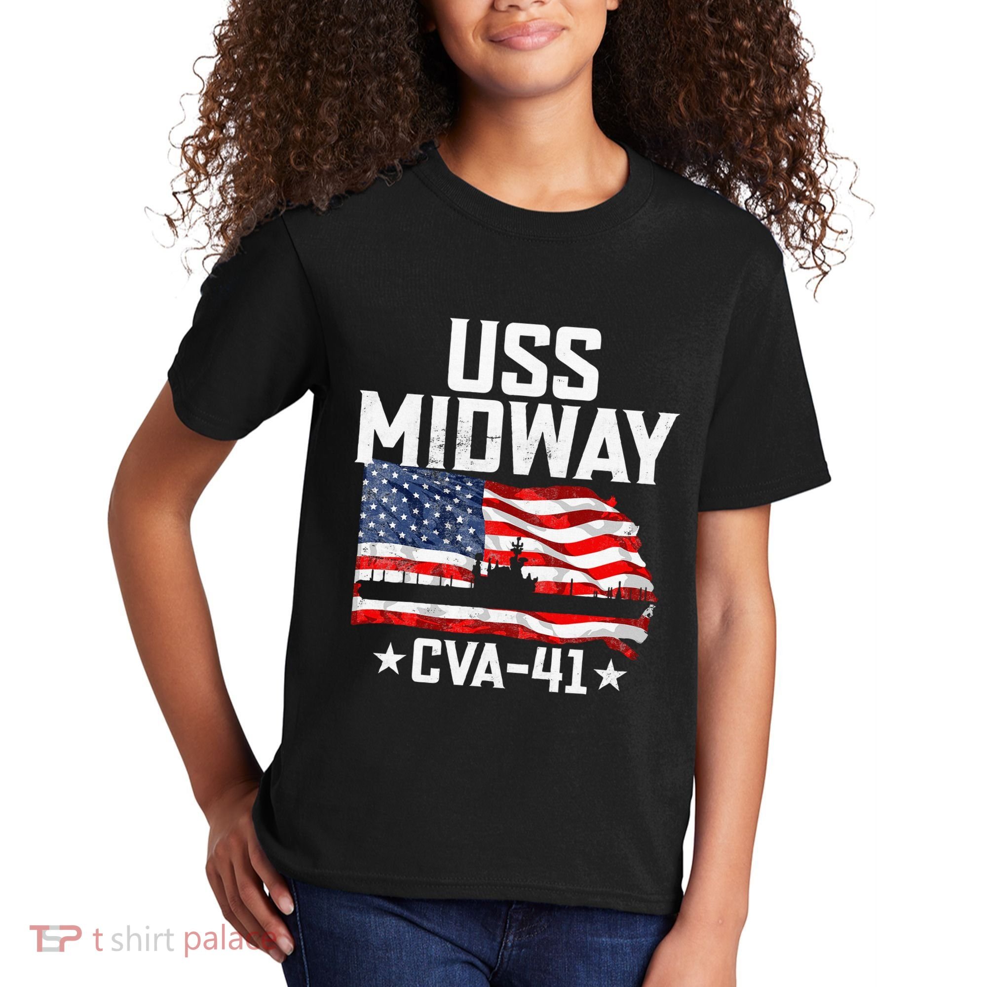 Veterans Day Uss Midway Cva41 Aircraft Carrier Kids T-Shirt