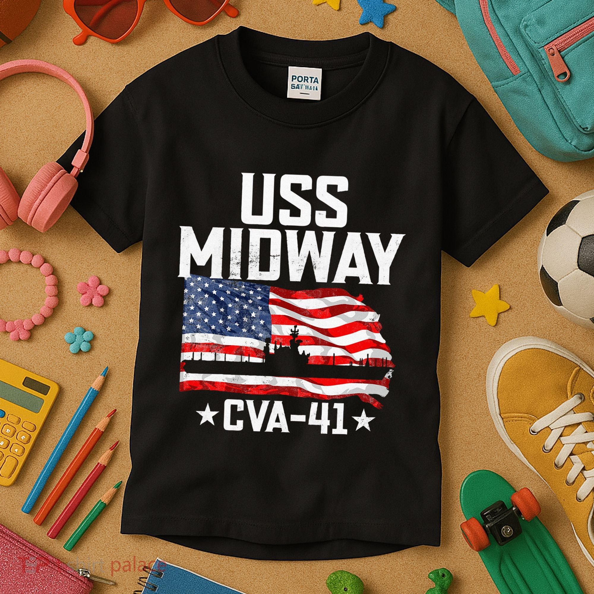 Veterans Day Uss Midway Cva41 Aircraft Carrier Kids T-Shirt