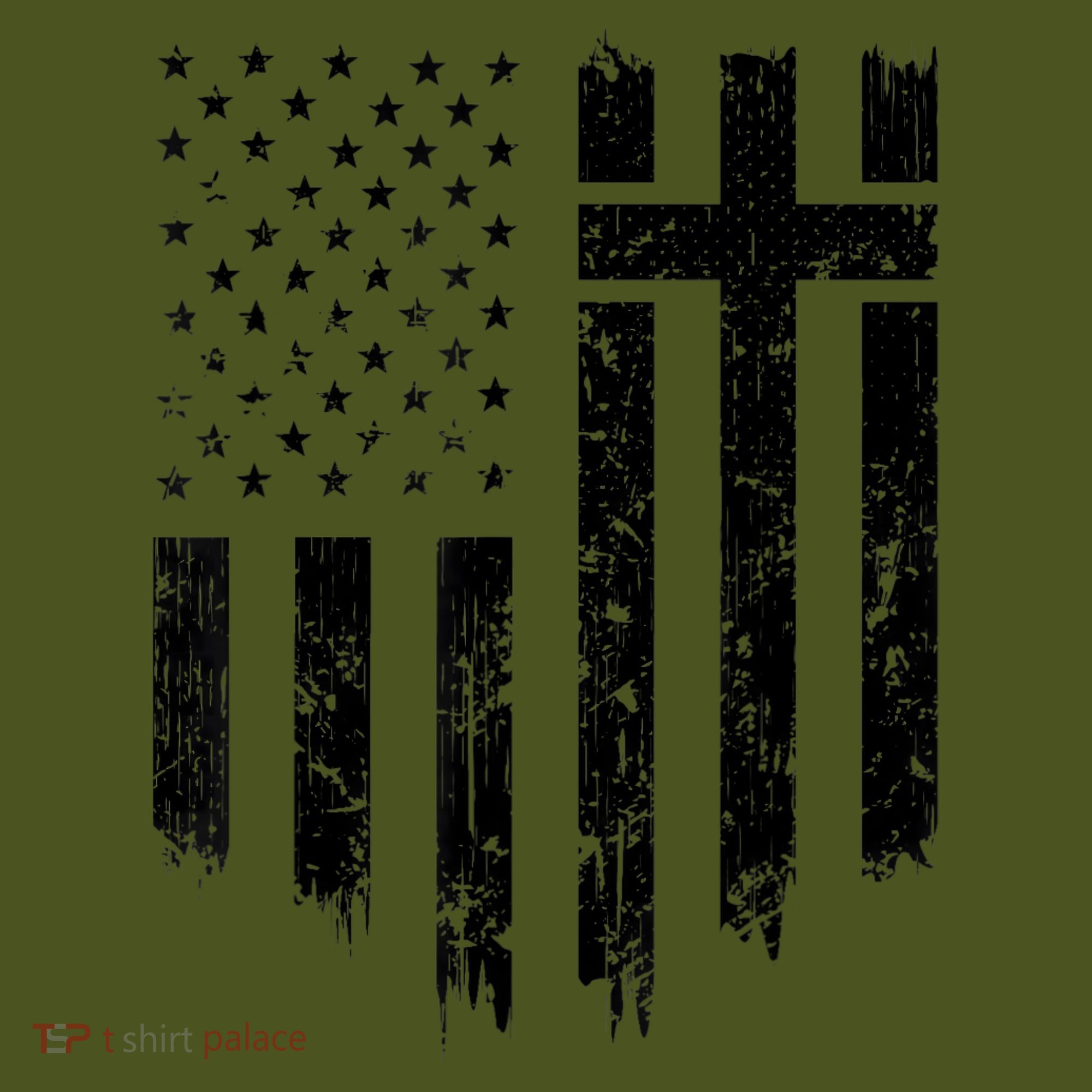 Vintage Distressed USA Flag Cross Christian Faith Gift T-Shirt