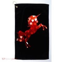 Valentines Day Unicorn Hearts Meaningful Gift Golf Towel thumb 0