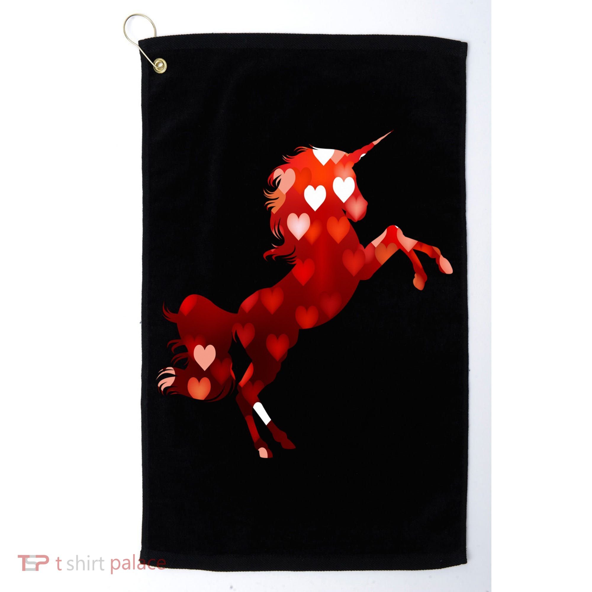 Valentines Day Unicorn Hearts Meaningful Gift Golf Towel