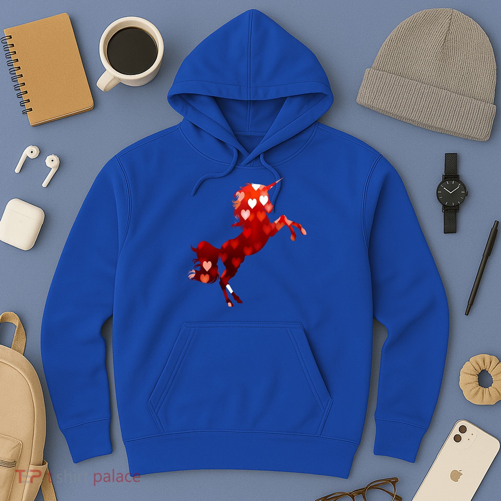 Valentines Day Unicorn Hearts Meaningful Gift Hoodie