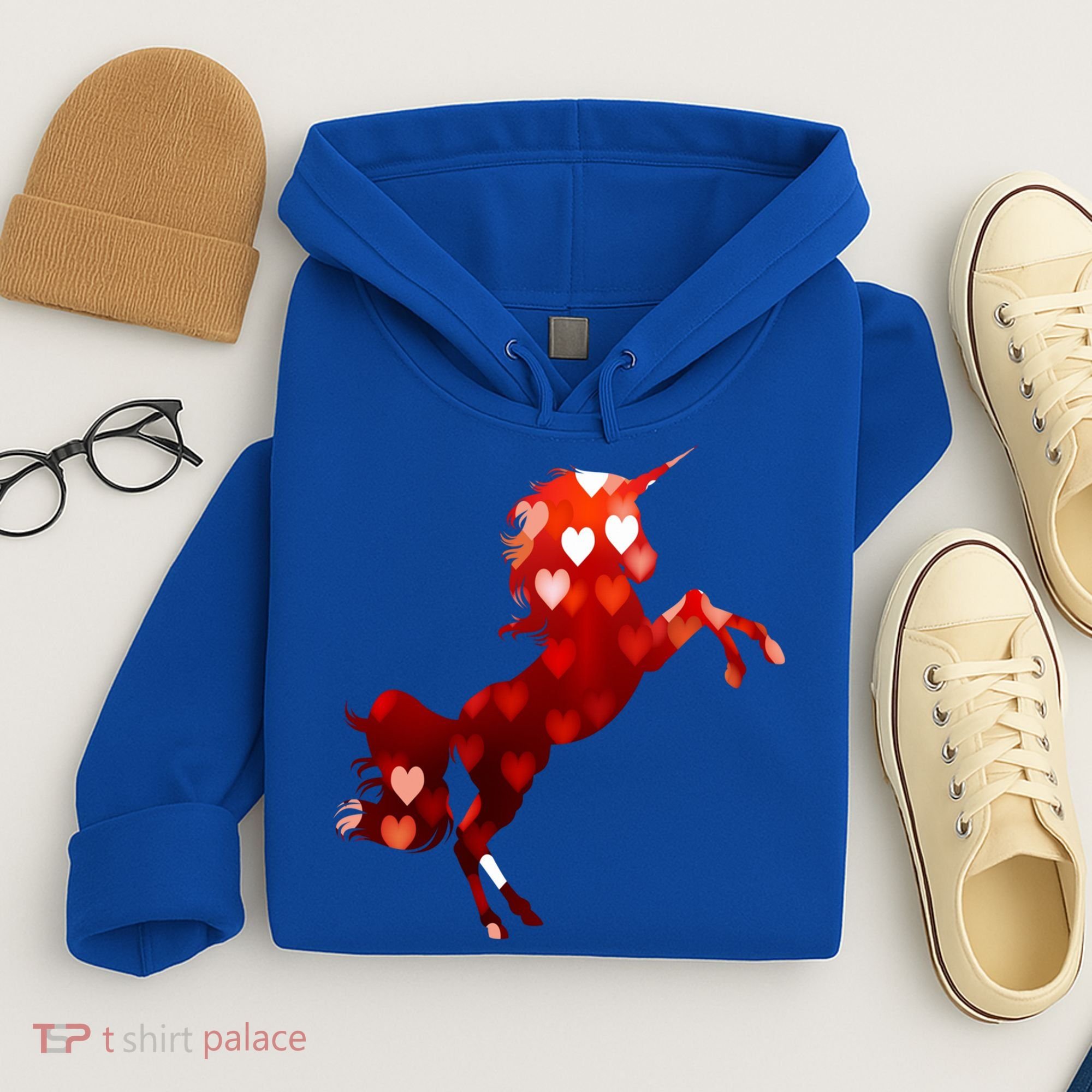 Valentines Day Unicorn Hearts Meaningful Gift Hoodie