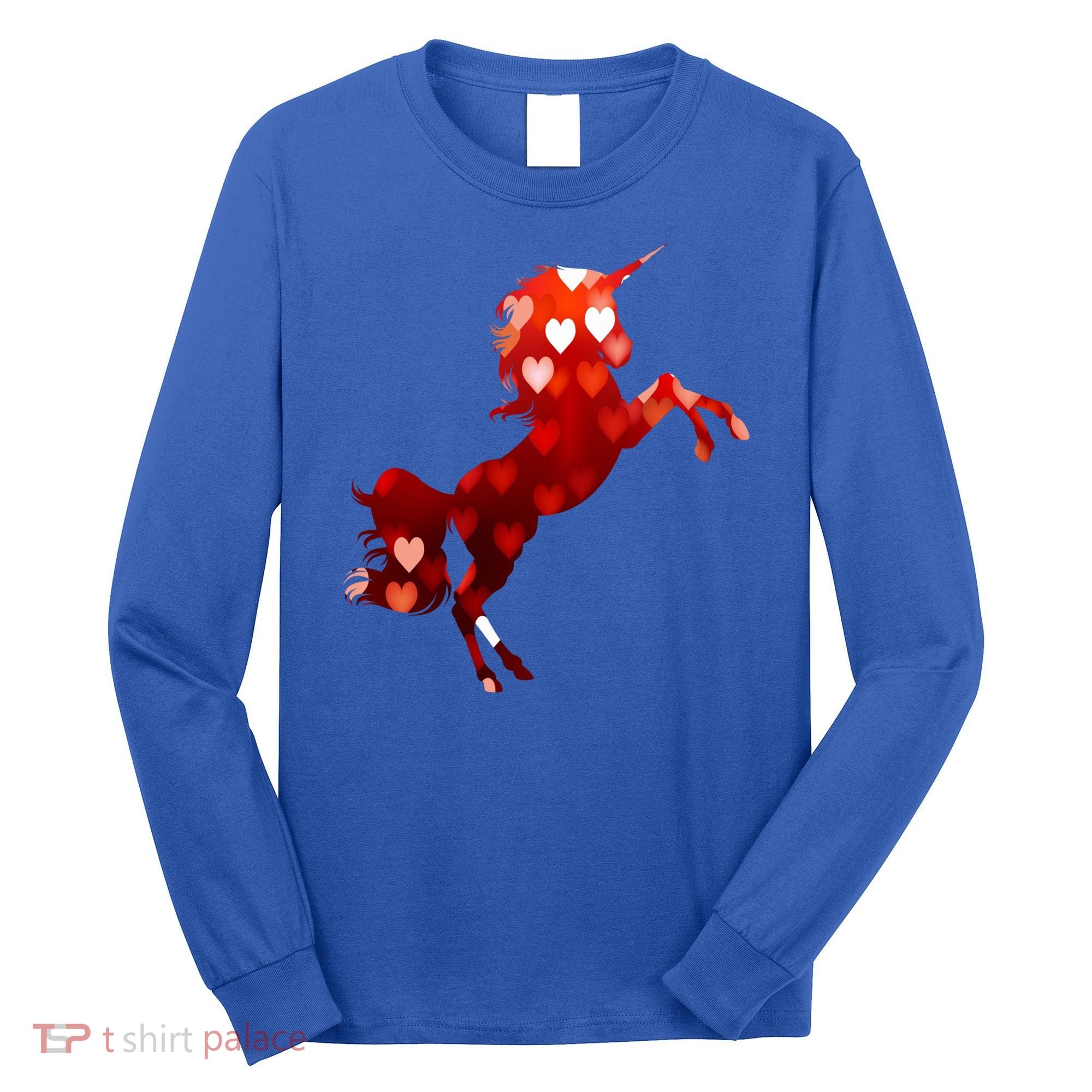 Valentines Day Unicorn Hearts Meaningful Gift Long Sleeve Shirt