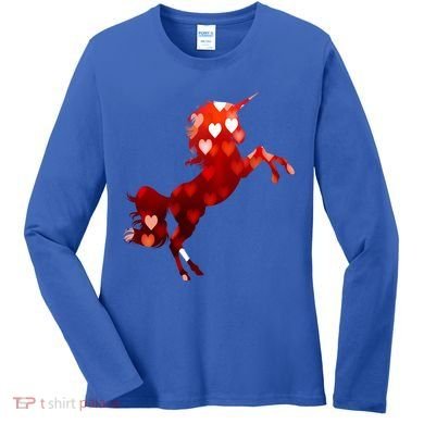 Valentines Day Unicorn Hearts Meaningful Gift Women's Long Sleeve Shirt