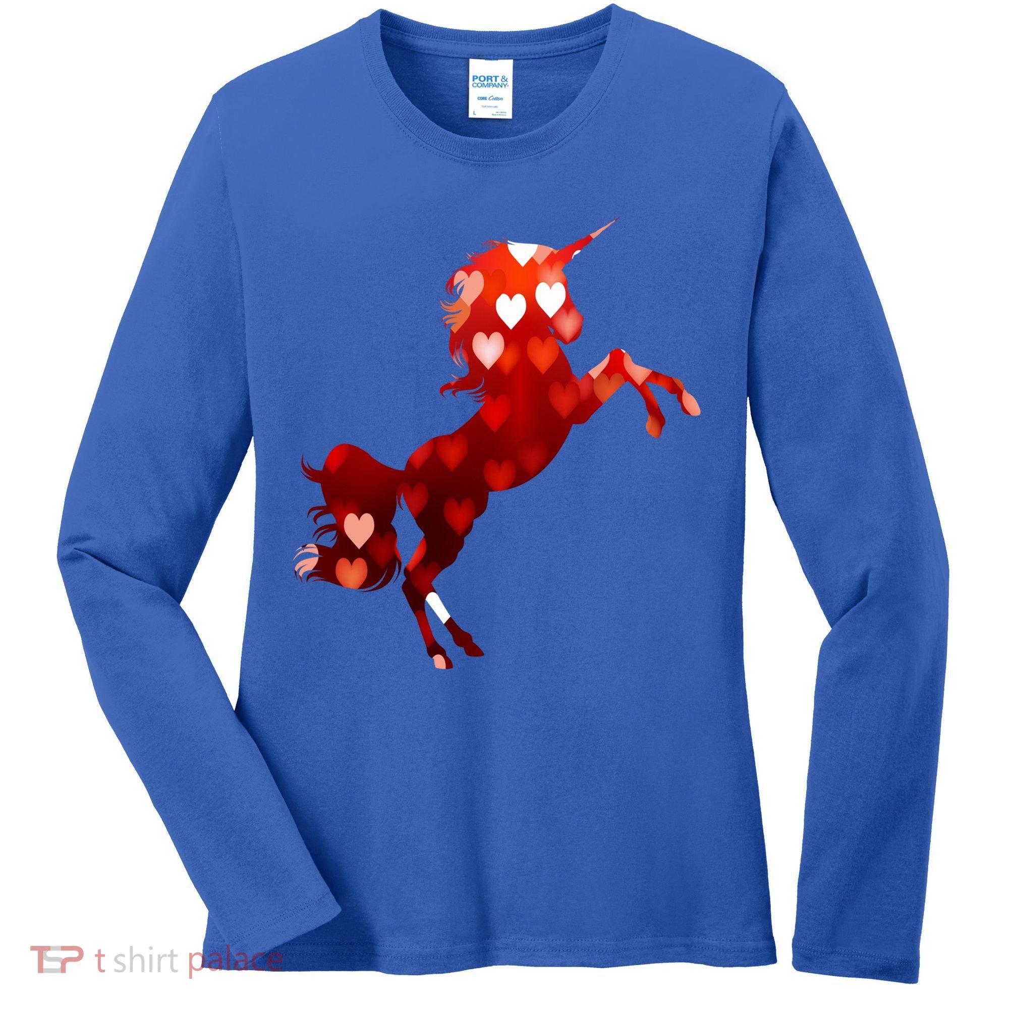 Valentines Day Unicorn Hearts Meaningful Gift Women's Long Sleeve Shirt