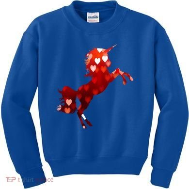 Valentines Day Unicorn Hearts Meaningful Gift Kids Sweatshirt