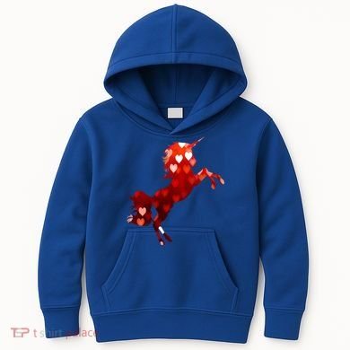 Valentines Day Unicorn Hearts Meaningful Gift Kids Hoodie