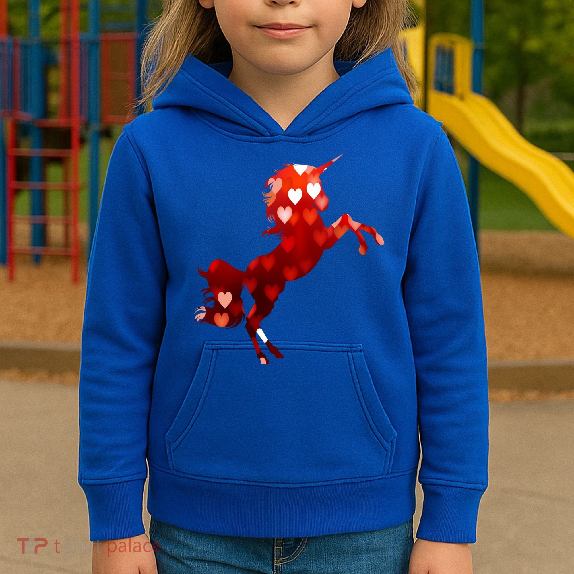 Valentines Day Unicorn Hearts Meaningful Gift Kids Hoodie