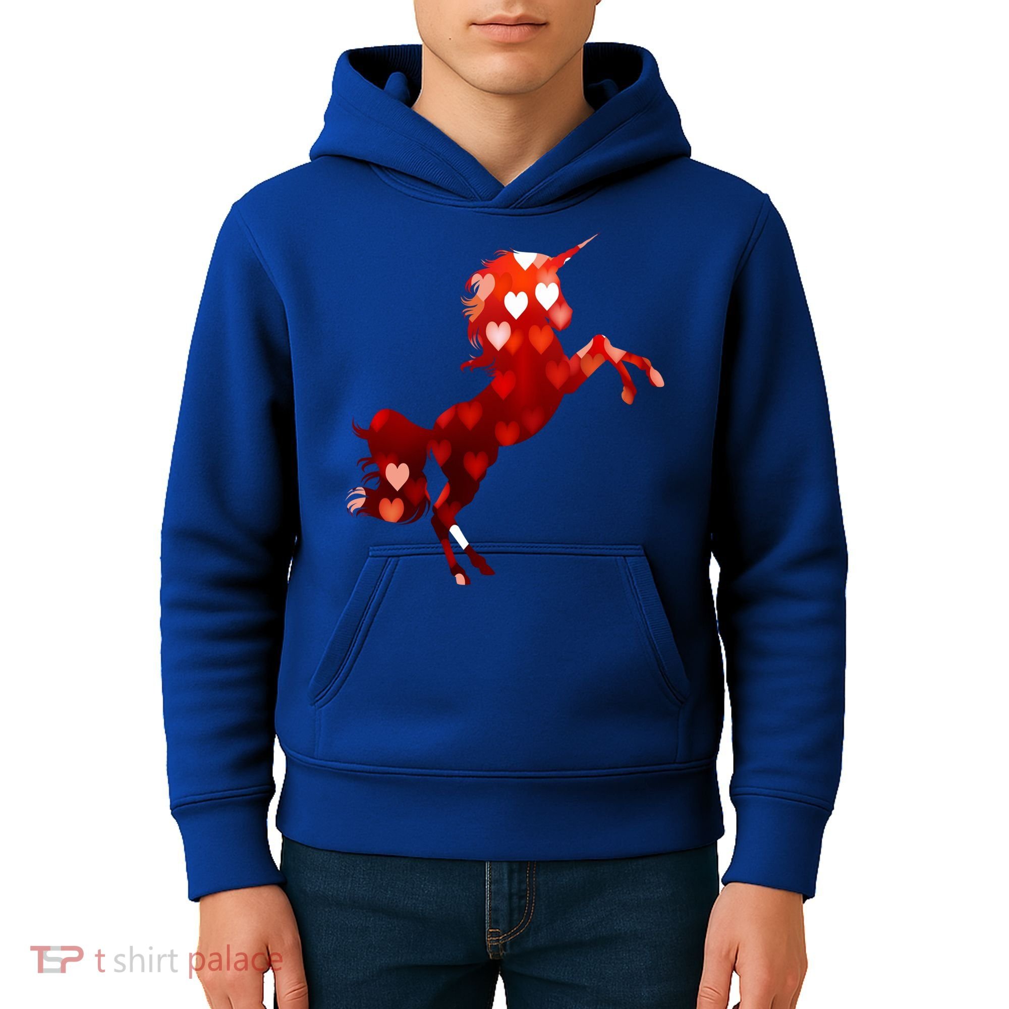 Valentines Day Unicorn Hearts Meaningful Gift Kids Hoodie