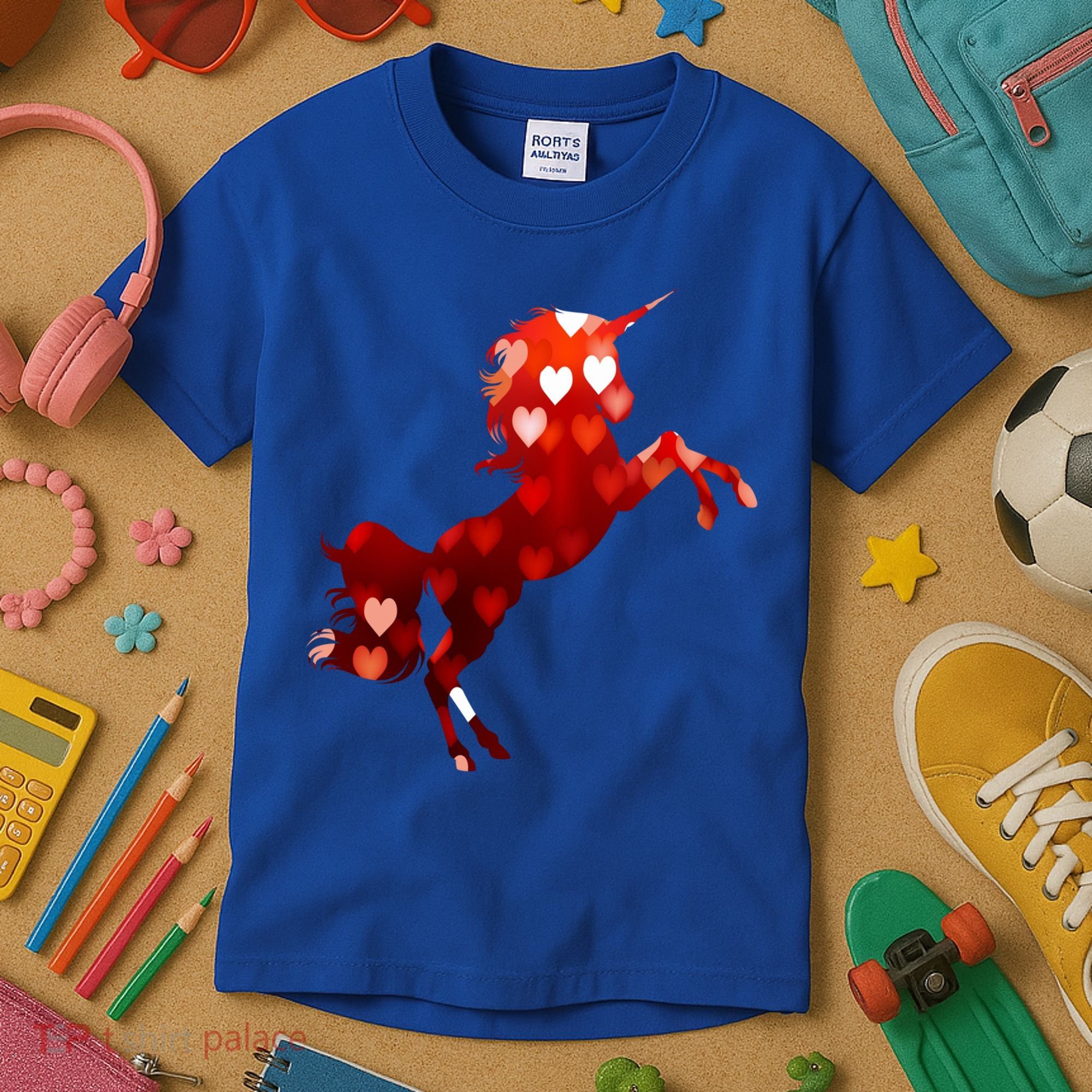 Valentines Day Unicorn Hearts Meaningful Gift Kids T-Shirt