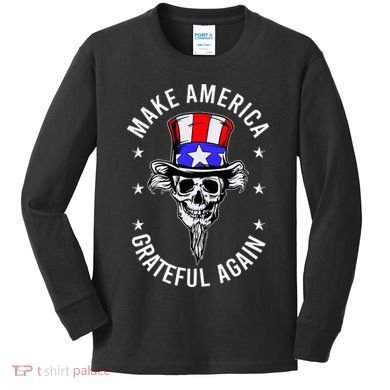 Vintage Design Uncle Sam Retro Make America Grateful Again Kids Long Sleeve Shirt