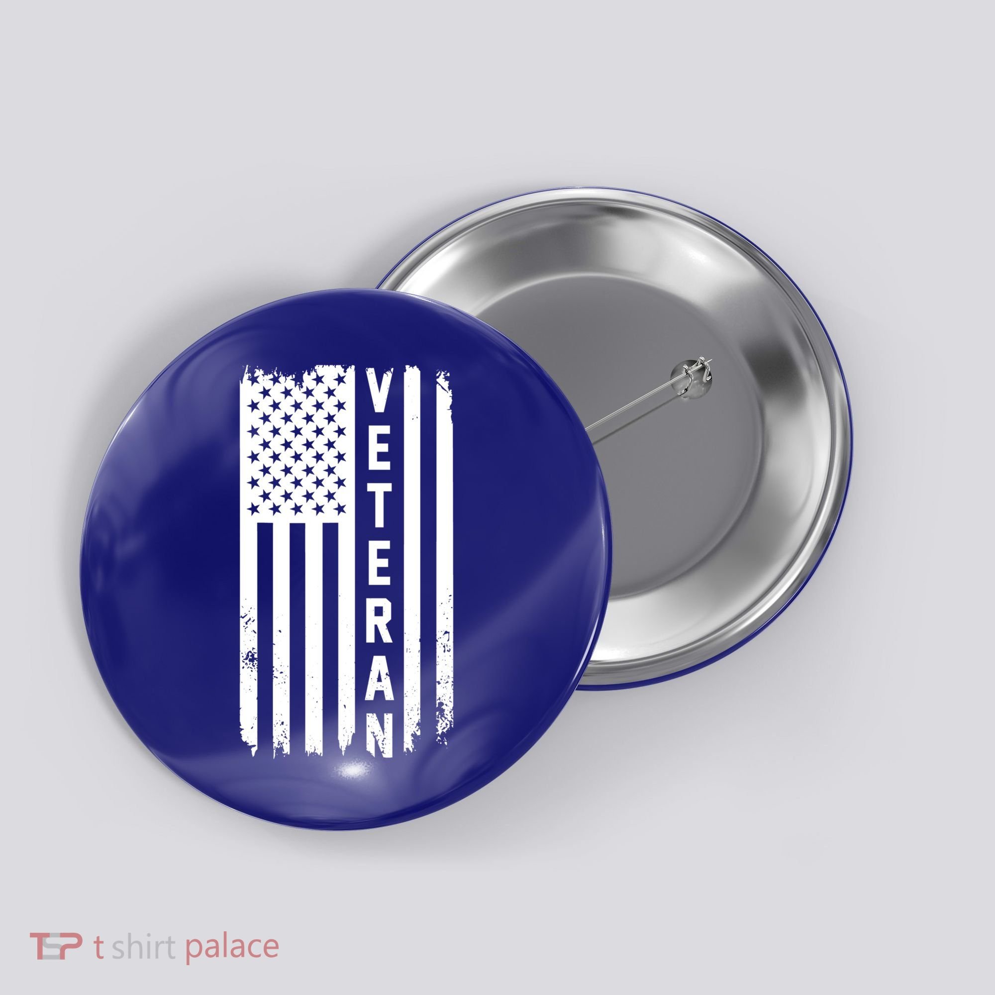 Veterans Day Us Flag Armed Forces Military Retired Gift Button