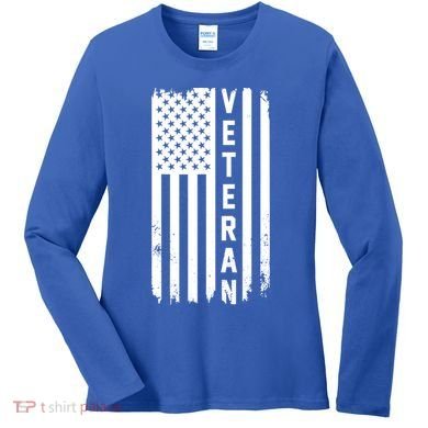 Veterans Day Us Flag Armed Forces Military Retired Gift Women's Long Sleeve Shirt