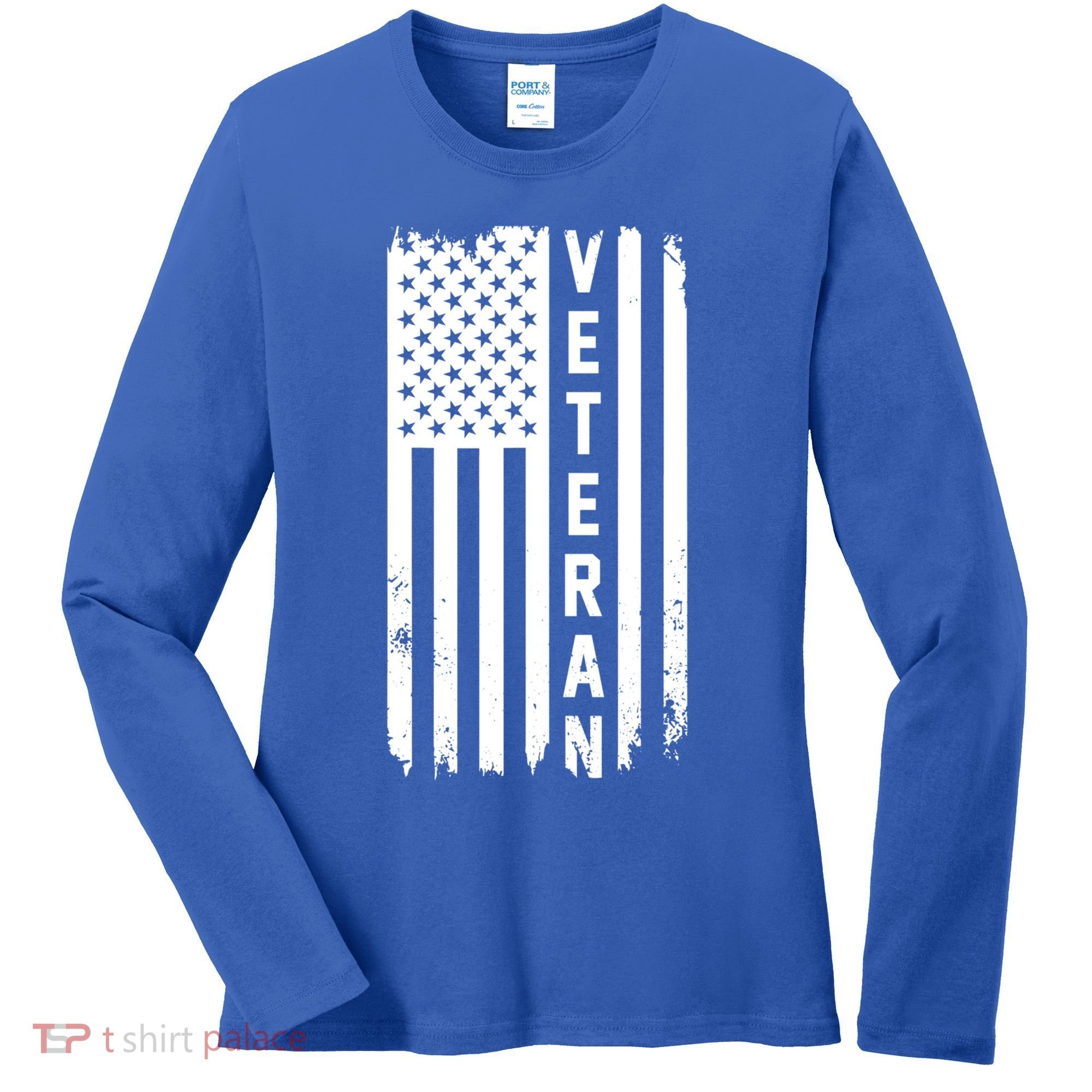 Veterans Day Us Flag Armed Forces Military Retired Gift Women's Long Sleeve Shirt