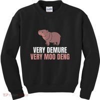 Very Demure Very Moo Deng Pygmy Baby Hippo Mu Deng Kids Sweatshirt thumb 0