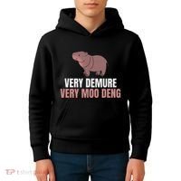 Very Demure Very Moo Deng Pygmy Baby Hippo Mu Deng Kids Hoodie thumb 4