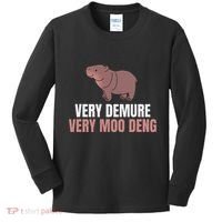 Very Demure Very Moo Deng Pygmy Baby Hippo Mu Deng Kids Long Sleeve Shirt thumb 0