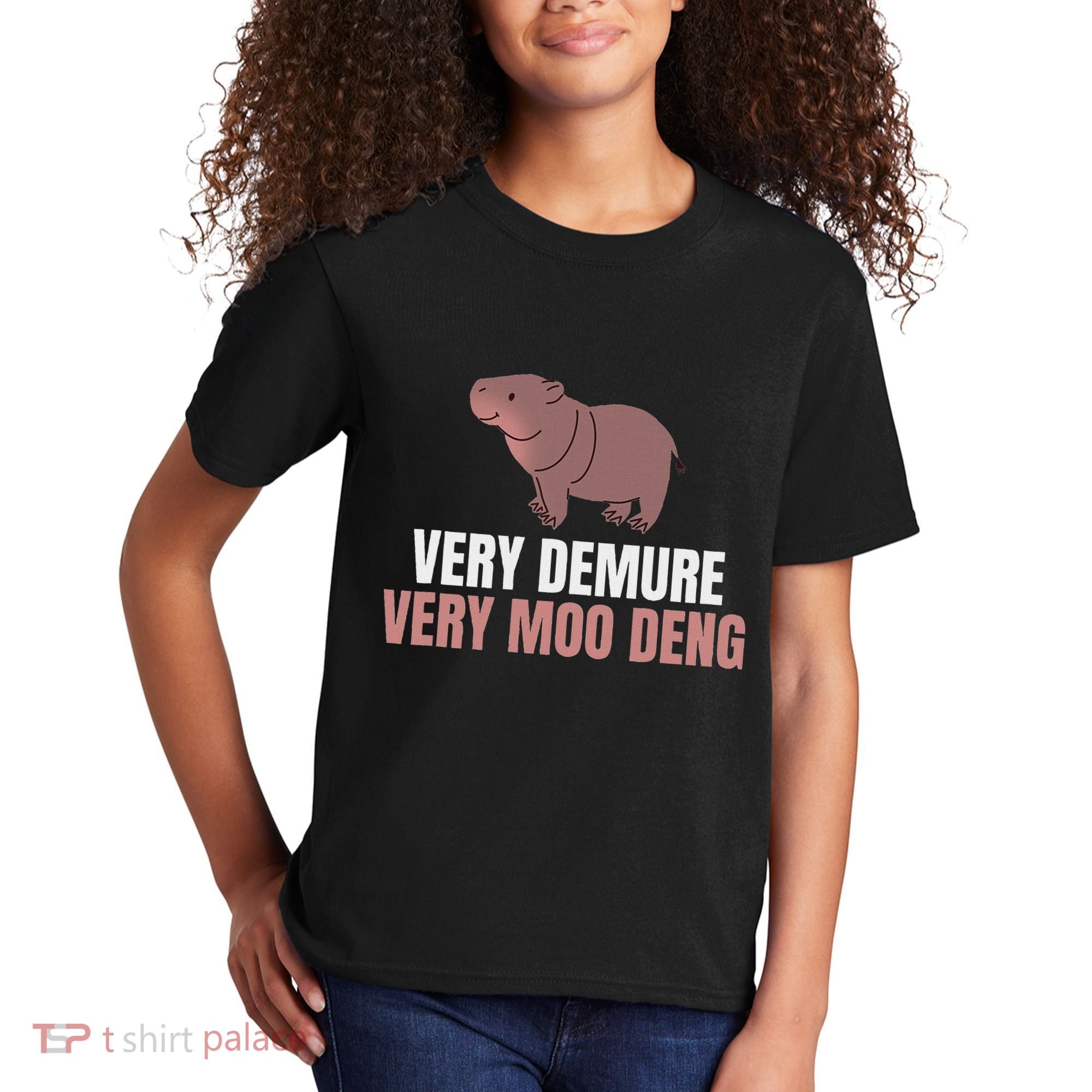 Very Demure Very Moo Deng Pygmy Baby Hippo Mu Deng Kids T-Shirt