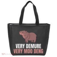 Very Demure Very Moo Deng Pygmy Baby Hippo Mu Deng Tote Bag thumb 0