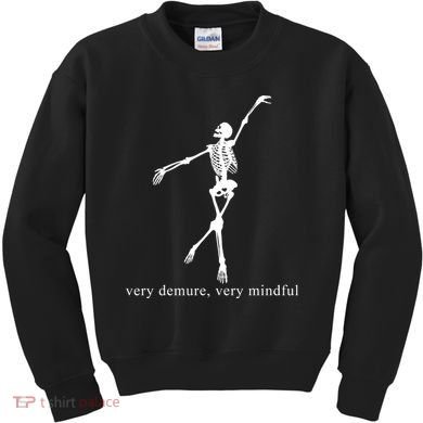 Very Demure Very Mindful Funny Skeleton Kids Sweatshirt