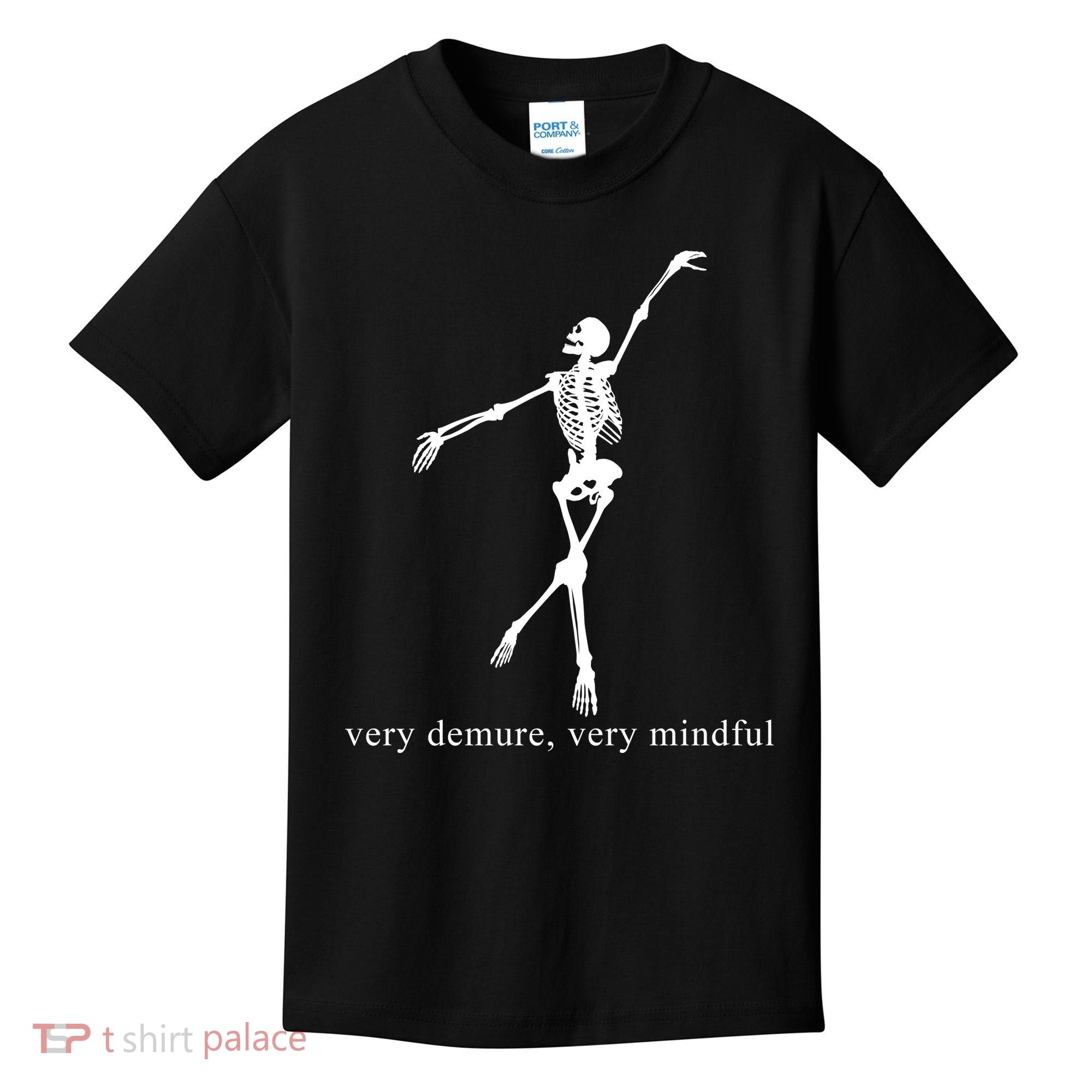 Very Demure Very Mindful Funny Skeleton Kids T-Shirt