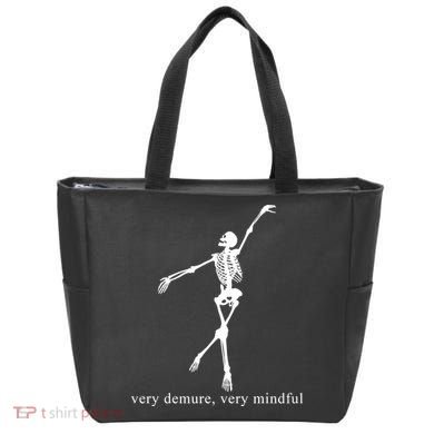 Very Demure Very Mindful Funny Skeleton Tote Bag
