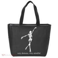 Very Demure Very Mindful Funny Skeleton Tote Bag thumb 0