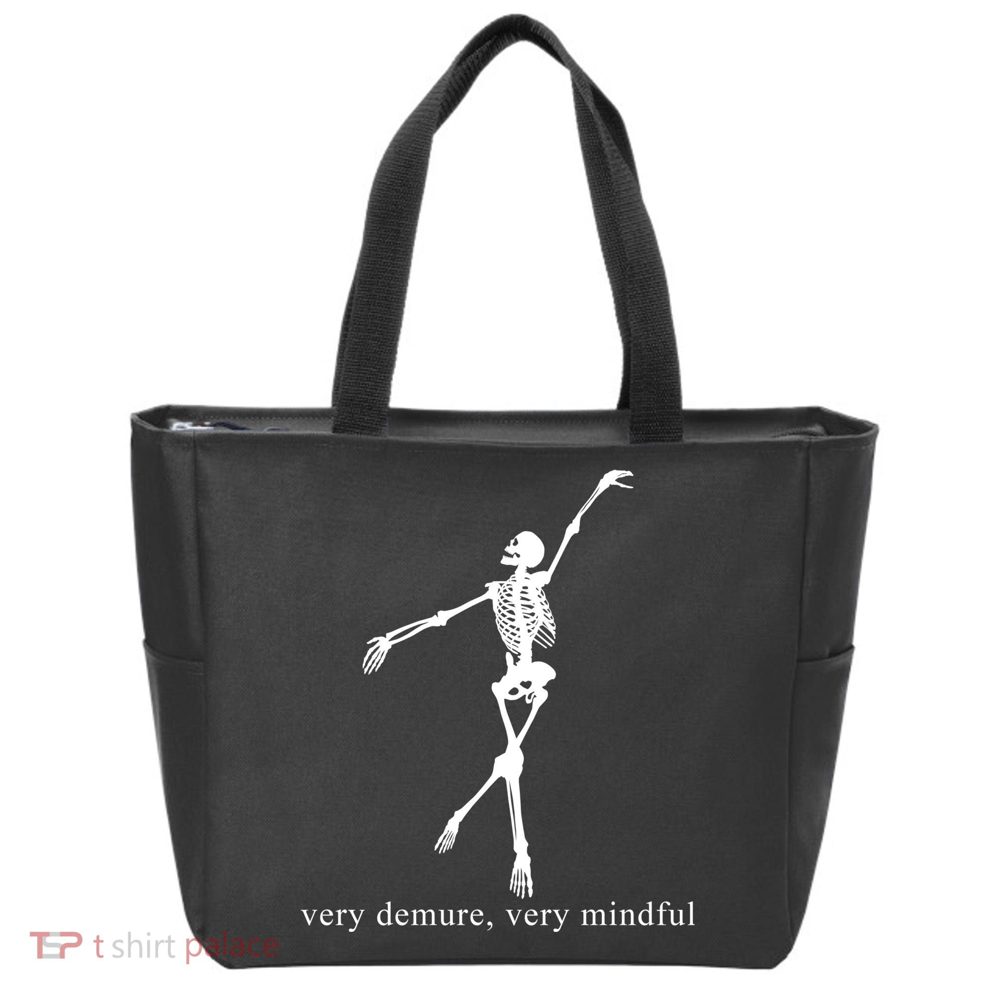 Very Demure Very Mindful Funny Skeleton Tote Bag