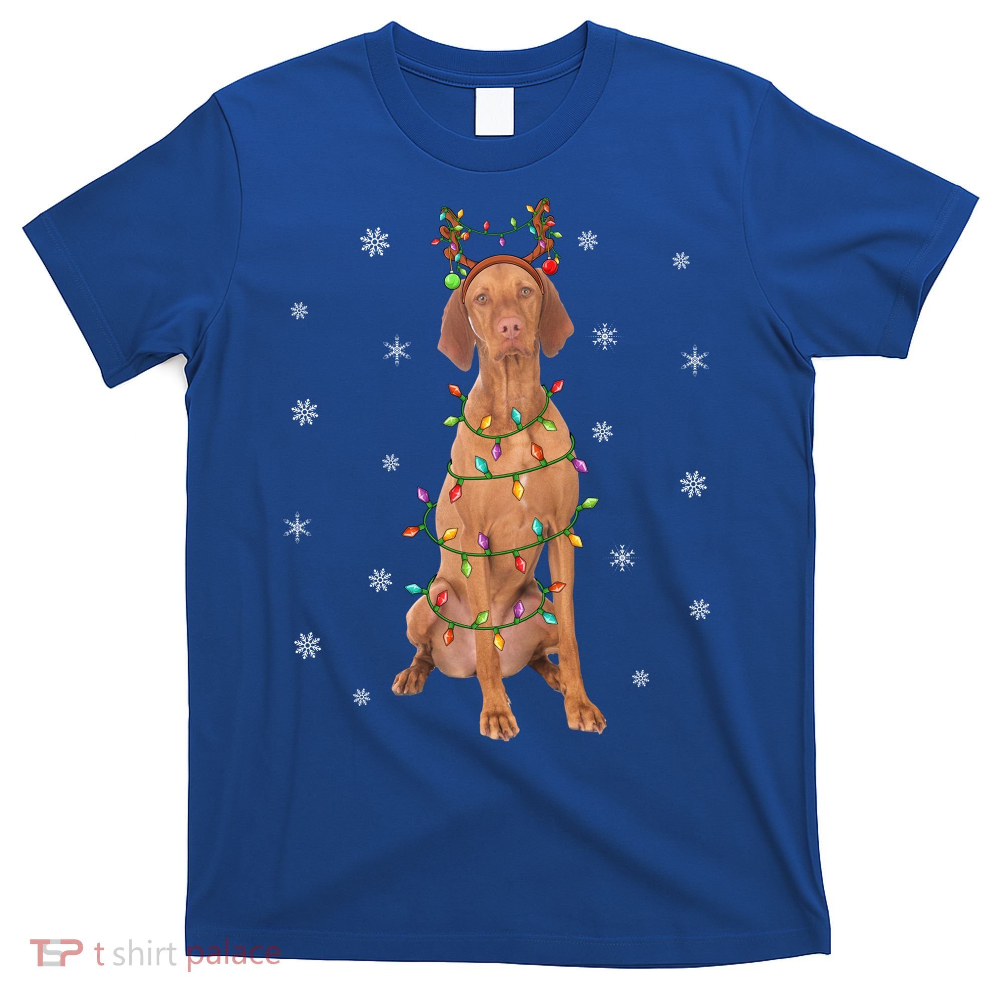 Vizsla Dog Xmas Lighting Reindeer Hat Vizsla Christmas Gift T-Shirt