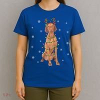 Vizsla Dog Xmas Lighting Reindeer Hat Vizsla Christmas Gift T-Shirt thumb 4
