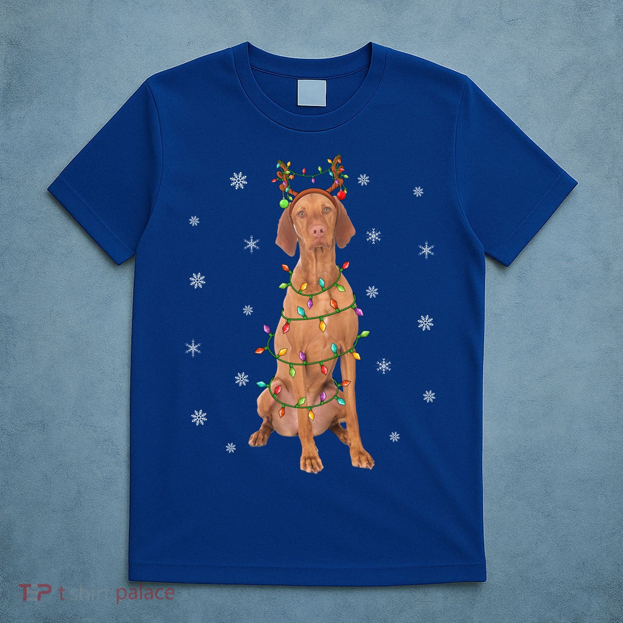 Vizsla Dog Xmas Lighting Reindeer Hat Vizsla Christmas Gift T-Shirt