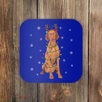 Vizsla Dog Xmas Lighting Reindeer Hat Vizsla Christmas Gift Coaster thumb 0