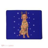 Vizsla Dog Xmas Lighting Reindeer Hat Vizsla Christmas Gift Mousepad thumb 0