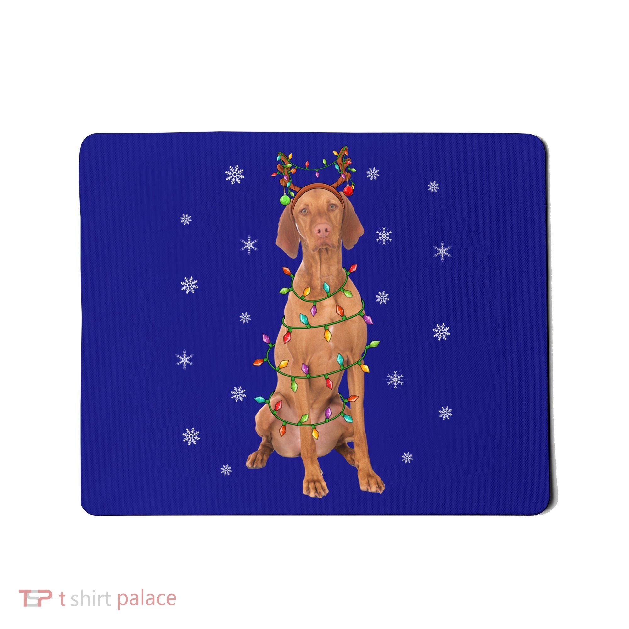 Vizsla Dog Xmas Lighting Reindeer Hat Vizsla Christmas Gift Mousepad
