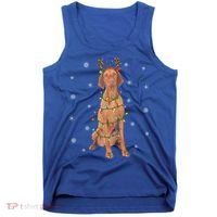 Vizsla Dog Xmas Lighting Reindeer Hat Vizsla Christmas Gift Tank Top thumb 0