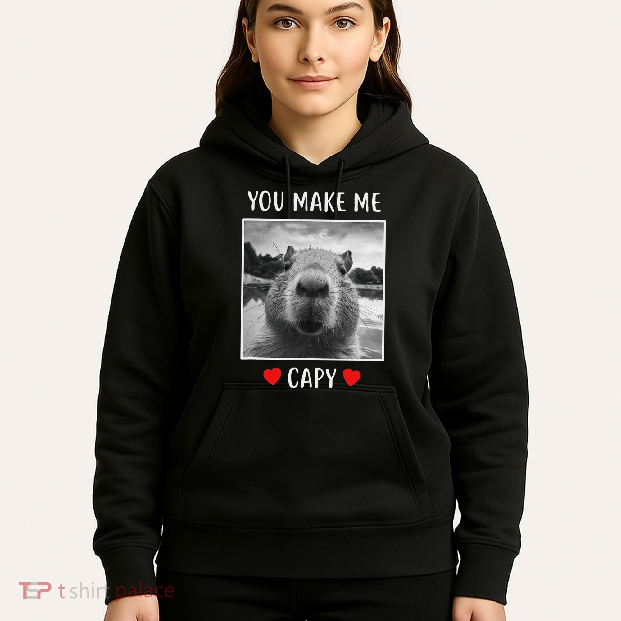 Valentines Day You Make Me Capy Funny Capybara Hoodie