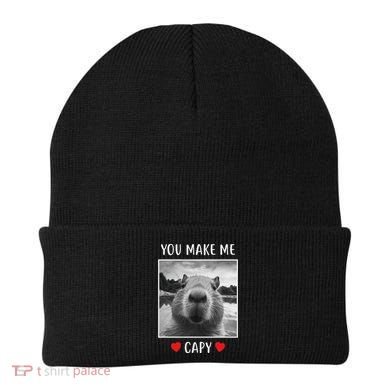 Valentines Day You Make Me Capy Funny Capybara Beanie