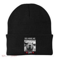 Valentines Day You Make Me Capy Funny Capybara Beanie thumb 0