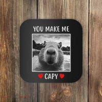 Valentines Day You Make Me Capy Funny Capybara Coaster thumb 0